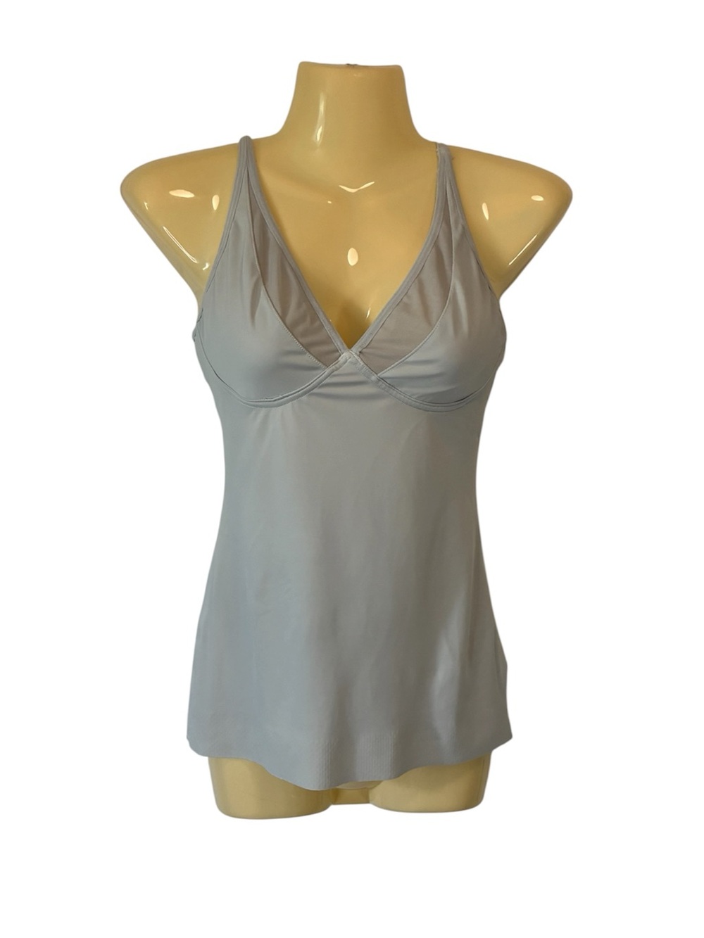 Ruby Ribbon Cami Chemise Tank Top Undergarment Support Slimming Light Gray S 34